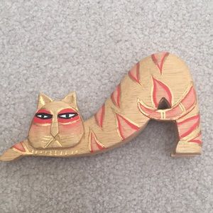 Vintage Laurel Burch Wooden Cat Statue
